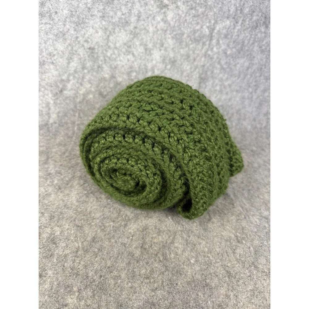 Handmade Olive Green Chunky Crochet Infinity Scarf Textured Knit Winter Wrap